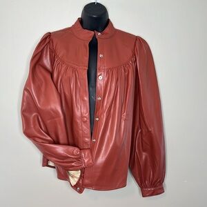 Like New Levi’s Faux Vegan Leather Puffed Sleeve Snap Front Jacket Size Small